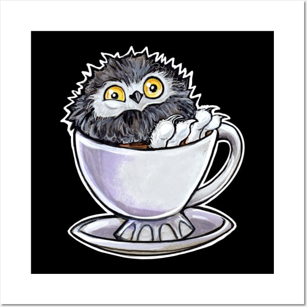 Snowy owl poof in a teacup Wall Art by BiancaRomanStumpff